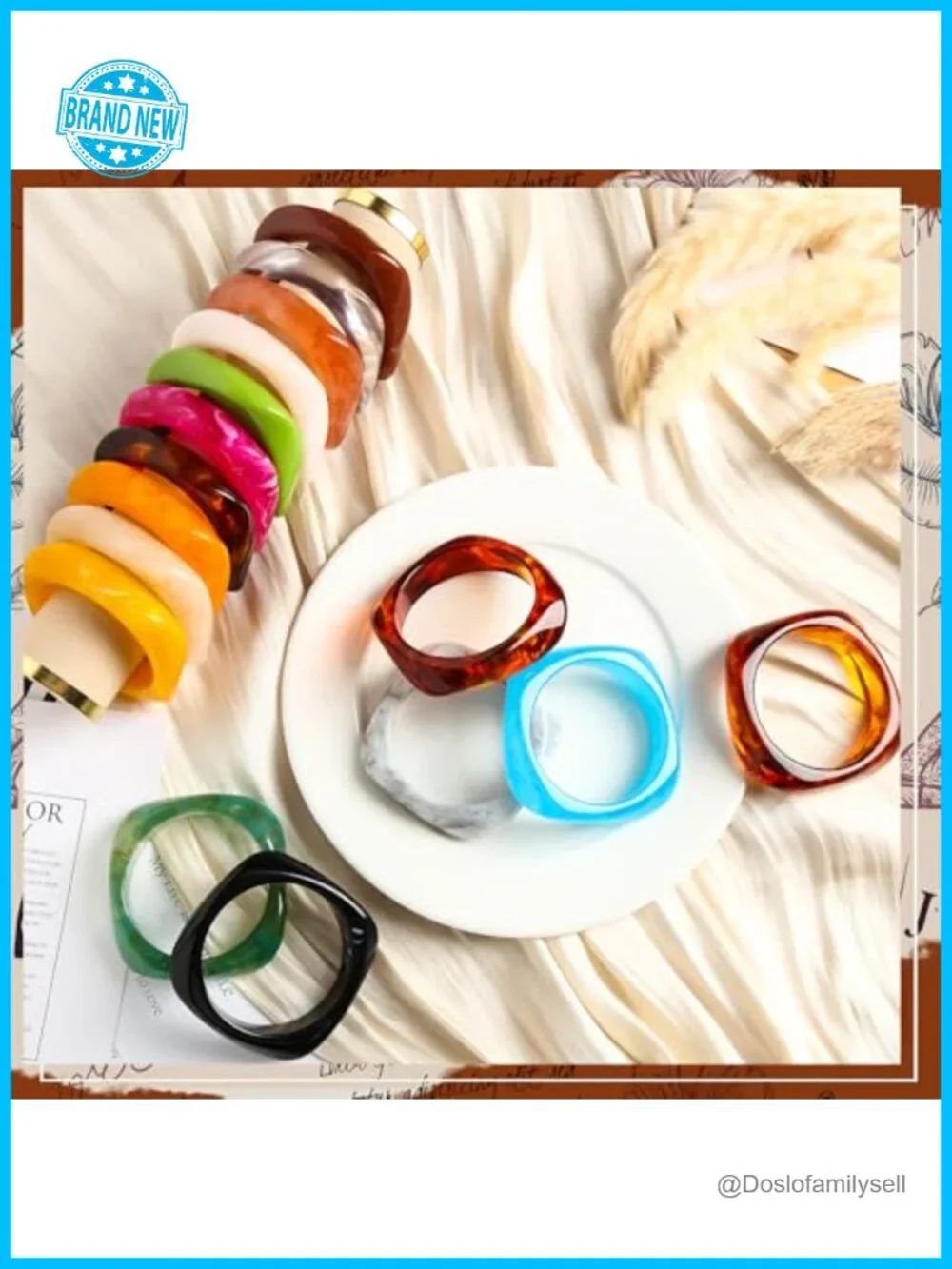 16 Acrylic Chunky Bangle Bracelet Set, Punk Geometric Cuff
